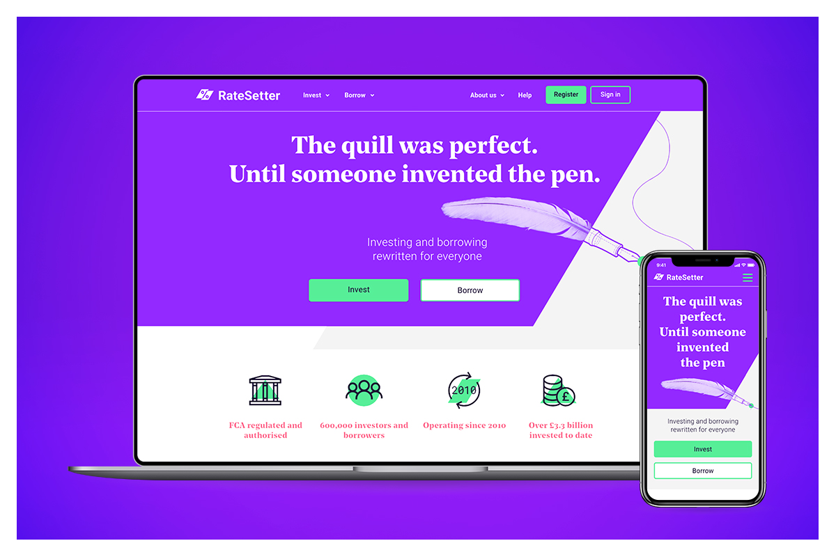 RateSetter rebranded homepage at launch